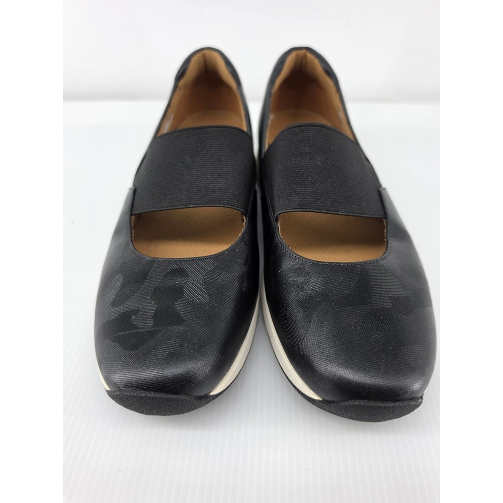 Vionic Cadee Camo Black Leather Mary Jane Slip On Sneakers Womens 9.5